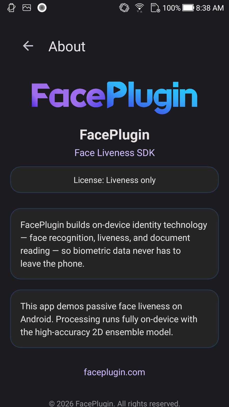 Faceplugin Face Liveness About